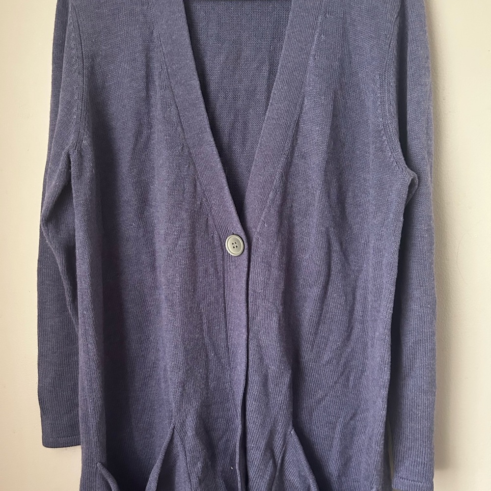 J. Jill Women's Long Sleeve Cardigan Sweater Purple With Button Size L‎